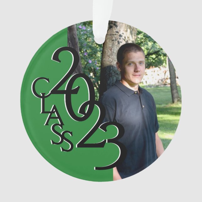 Ornamento Foto de classe personalizada verde 2023 (Frente)