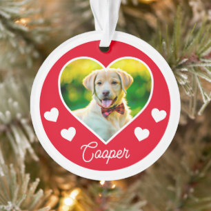 Ornamento Foto de Coração Personalizada de Pet de Cão