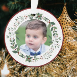 Ornamento Foto de Criança: Rua de Natal da Borgonha<br><div class="desc">Personalize a decoração da árvore de natal fotográfica desta criança doce adicionando o nome e a foto da sua criança Precioso. Uma forma excelente de celebrar memórias especiais com um bom nome. Ideal para crianças,  família e amigos.</div>