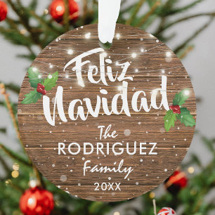 Ornamento Foto de Família Espanhola Feliz Natal