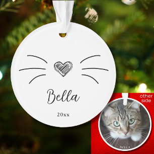 Ornamento Foto de Gato Fofo Ornament Branco Bigodes