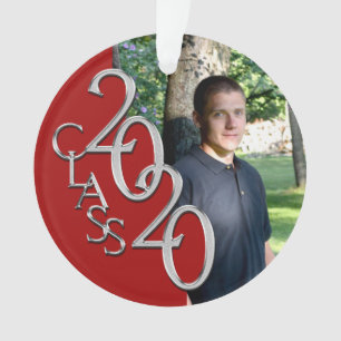 Ornamento Foto de graduação em Red e Silver 2020
