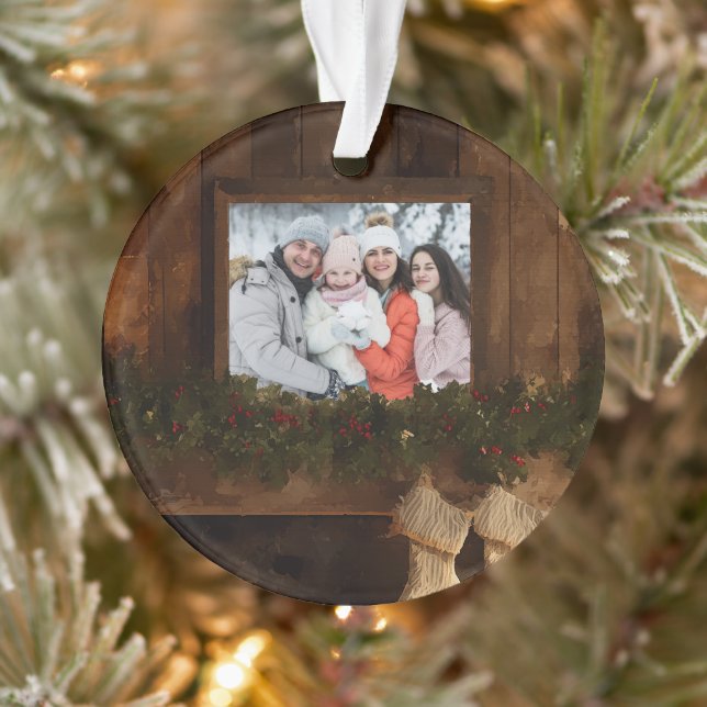 Ornamento Foto de lareira de inverno rústico de Natal (Árvore)