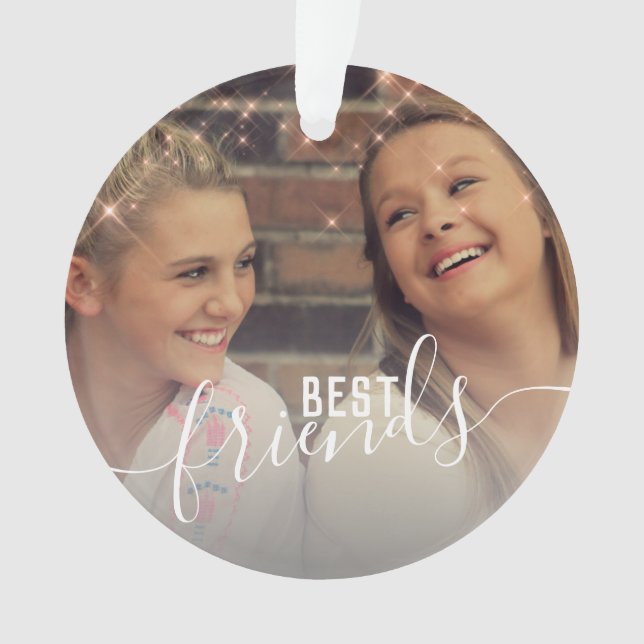 Ornamento Foto de melhores amigos personalizados de rosa dou (Frente)