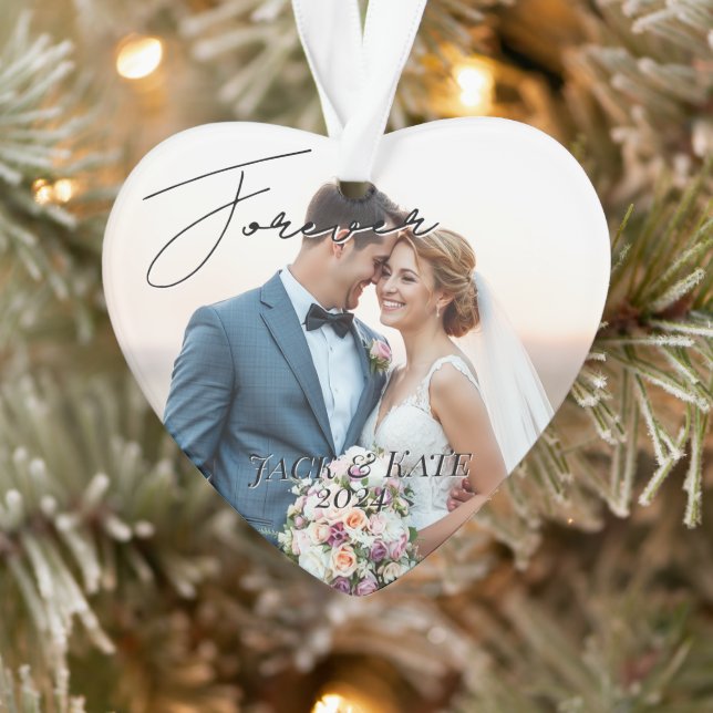 Ornamento Foto de memória de casamento personalizada (Árvore)