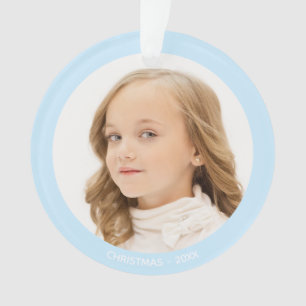 Ornamento Foto de Menina Personalizada em Azul Claro