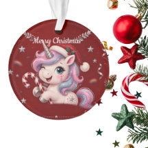 Foto de Menina Unicórnio de Natal Vermelho Fofo