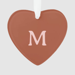 Ornamento Foto de Monograma Personalizado Laranja Queimado