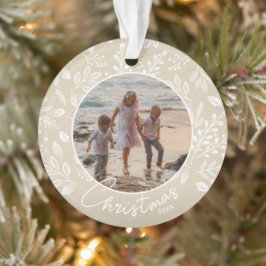 Ornamento Foto de Natal da família - Ivory Acrylic