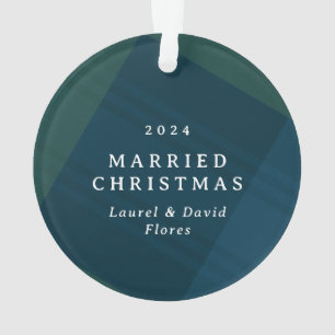 Ornamento Foto de Natal da xadrez clássica casada