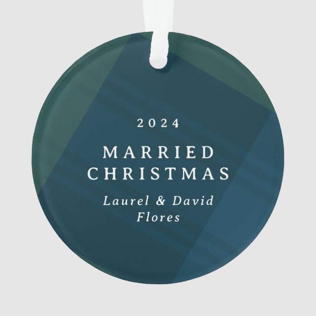 Ornamento Foto de Natal da xadrez clássica casada (Verso)