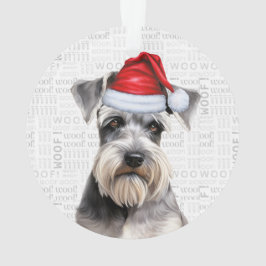 Ornamento Foto de Natal de Cachorro Schnauzer Fofo