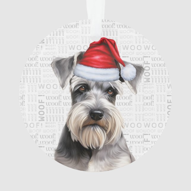 Ornamento Foto de Natal de Cachorro Schnauzer Fofo (Verso)