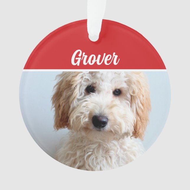Ornamento Foto de Natal de Feriado de Cão Labradoodle (Frente)