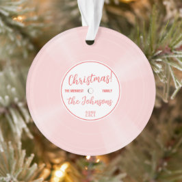 Ornamento Foto de Natal em Vinil Rosa Divertido