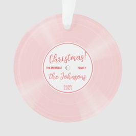 Ornamento Foto de Natal em Vinil Rosa Divertido