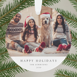 Ornamento Foto de Natal mínima Retrato da família modern