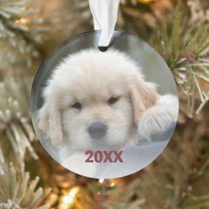 Ornamento Foto de Natal unilateral do Floco de Neve Rosa