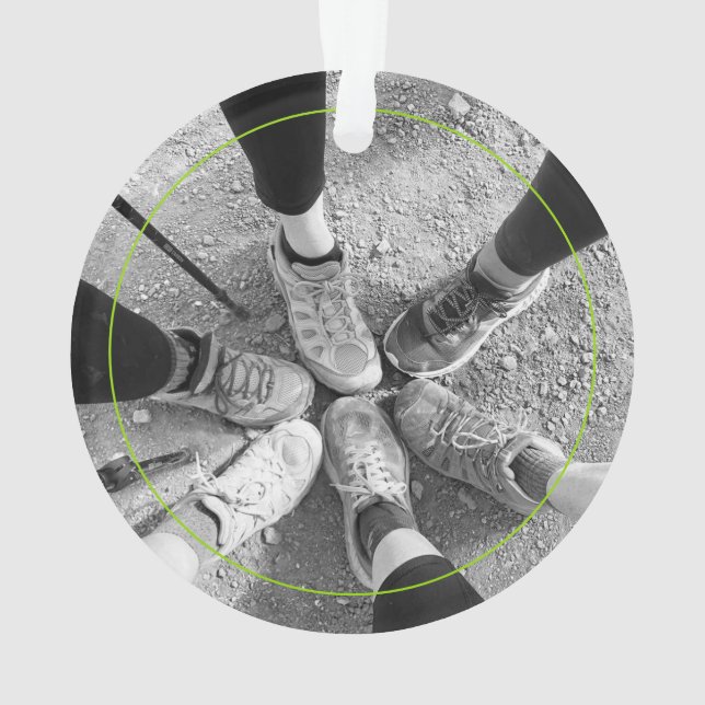 Ornamento Foto de Nome Personalizado do Adventure Hiking Boo (Verso)