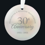 Ornamento Foto do aniversário de Pearl 30<br><div class="desc">Apresentando uma linda pérola,  esta festa de aniversário de 30 de chic pode ser personalizada com suas informações especiais de aniversário de pérola em um fundo de pérola e sua foto ao contrário. Projetado por Thisnotme©</div>