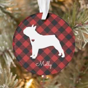 Ornamento Foto do nome do cão da Xadrez de Natal Boston Terr