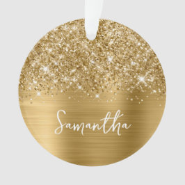 Ornamento Foto do Nome do Glam Dourado da Glittery