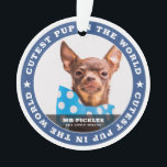 Ornamento Foto Do Pet De Cachorro Do Mundo<br><div class="desc">Este design simples e clássico é composto por tipografia serif e adiciona uma foto personalizada de animal de estimação.</div>