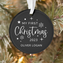 Ornamento Foto do Primeiro Natal Festivo