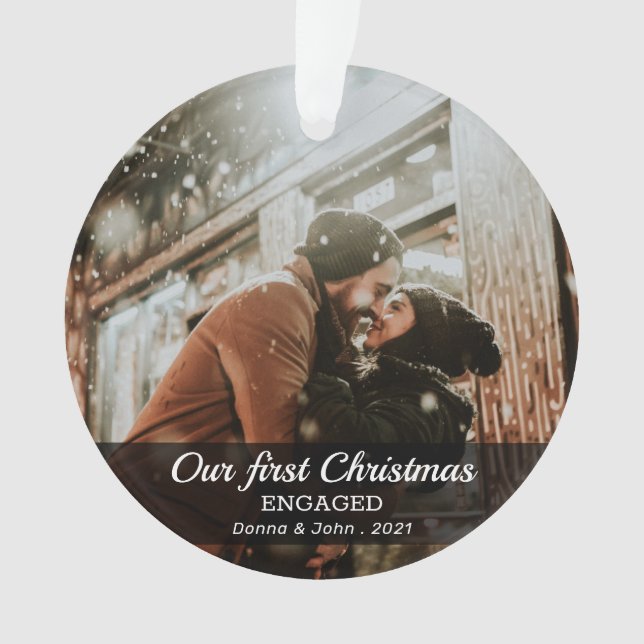 Ornamento Foto Mínima Moderna Envolvida no Primeiro Natal (Frente)