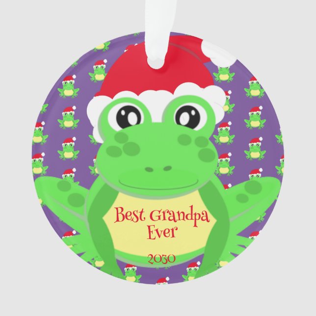 Ornamento Foto Natal Púrpura Sapo Santa Hat - Fofo (Frente)