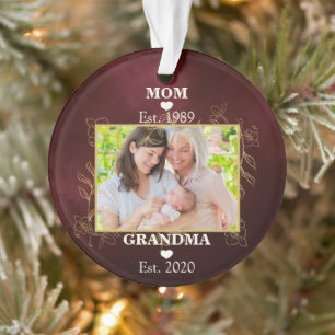 Ornamento Foto Nova Vovó Personalizada Est. Ano de Natal