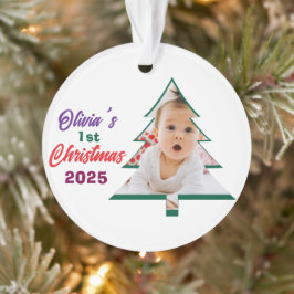 Ornamento Foto Personalizada Árvore de Natal de 1º Ano da Ol