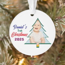 Ornamento Foto Personalizada Árvore de Natal de Daniel 1º Na