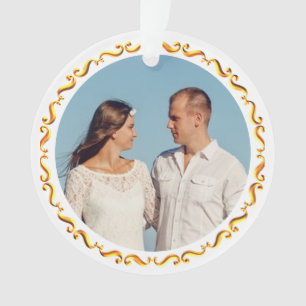 Ornamento Foto Personalizada com Moldura Dourada