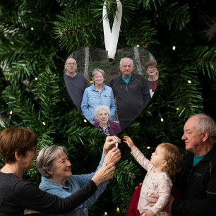 Ornamento Foto personalizada da família em forma de coração