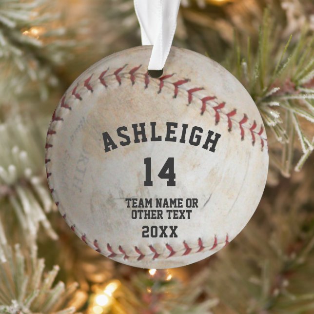 Ornamento Foto Personalizada de Bola de Softball (Árvore)