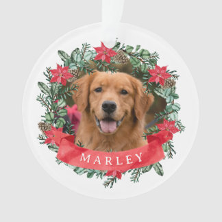 Ornamento Foto Personalizada de Cachorro com Nome Coroa de P