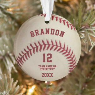Ornamento Foto Personalizada de Costura de Bola de Beisebol 