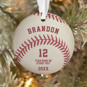 Ornamento Foto Personalizada de Costura de Bola de Beisebol