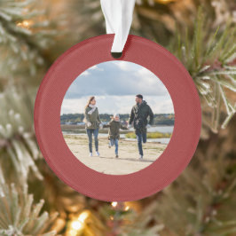 Ornamento Foto personalizada de Herringbone vermelho clássic