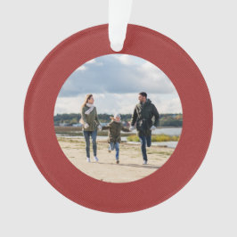 Ornamento Foto personalizada de Herringbone vermelho clássic