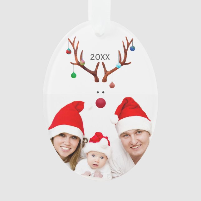 Ornamento Foto personalizada de Natal para Reindeer Minimali (Frente)