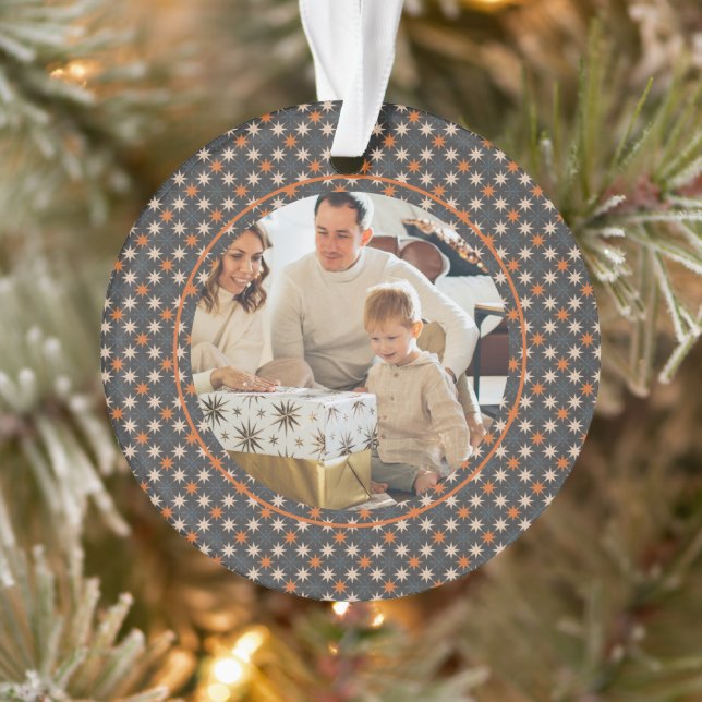 Ornamento Foto personalizada de padrão estelar (Árvore)