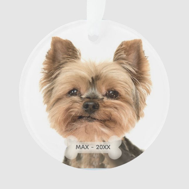 Ornamento Foto personalizada de Yorkshire Terrier em ouro (Frente)