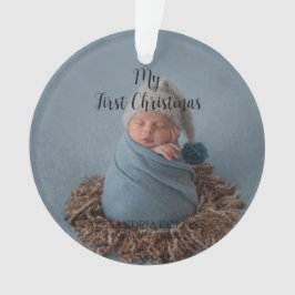 Ornamento Foto personalizada do bebê Meu primeiro Natal pret
