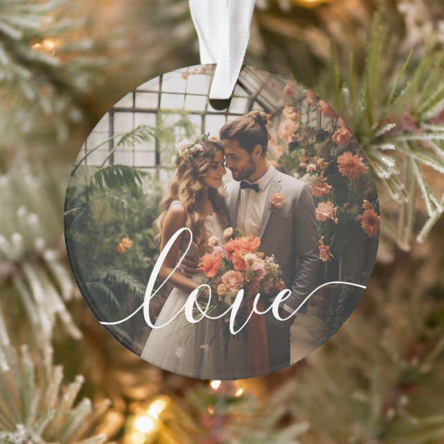 Ornamento Foto personalizada do casal 'Love' (Árvore)