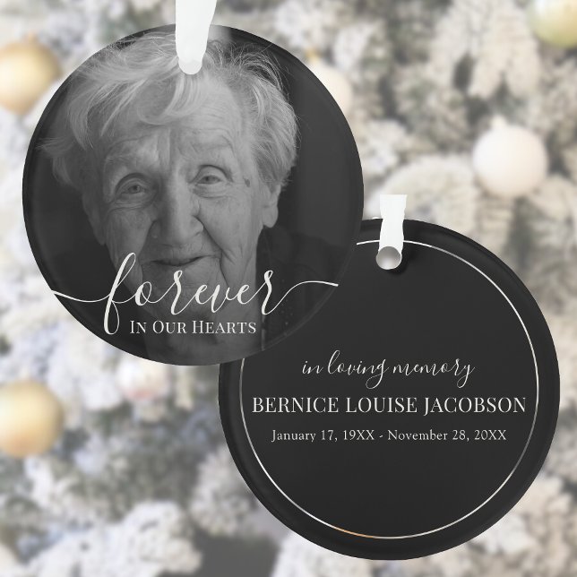Ornamento Foto personalizada do Elegante Keppsaame (Photo Memorial In Loving Memory Ornament)