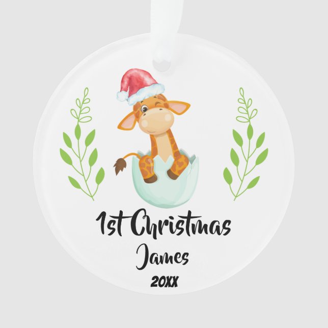 Ornamento Foto personalizada do primeiro Natal de 2023 (Frente)