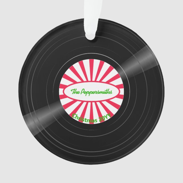 Ornamento Foto personalizada do registro de vinilo vermelho  (Frente)