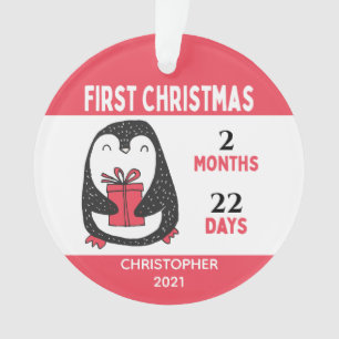 Ornamento Foto personalizada Penguin Baby Primeiro Natal